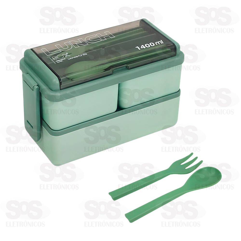 Marmita Lancheira Micro-ondas 1400ML Com Talheres Caerus CRS-2915