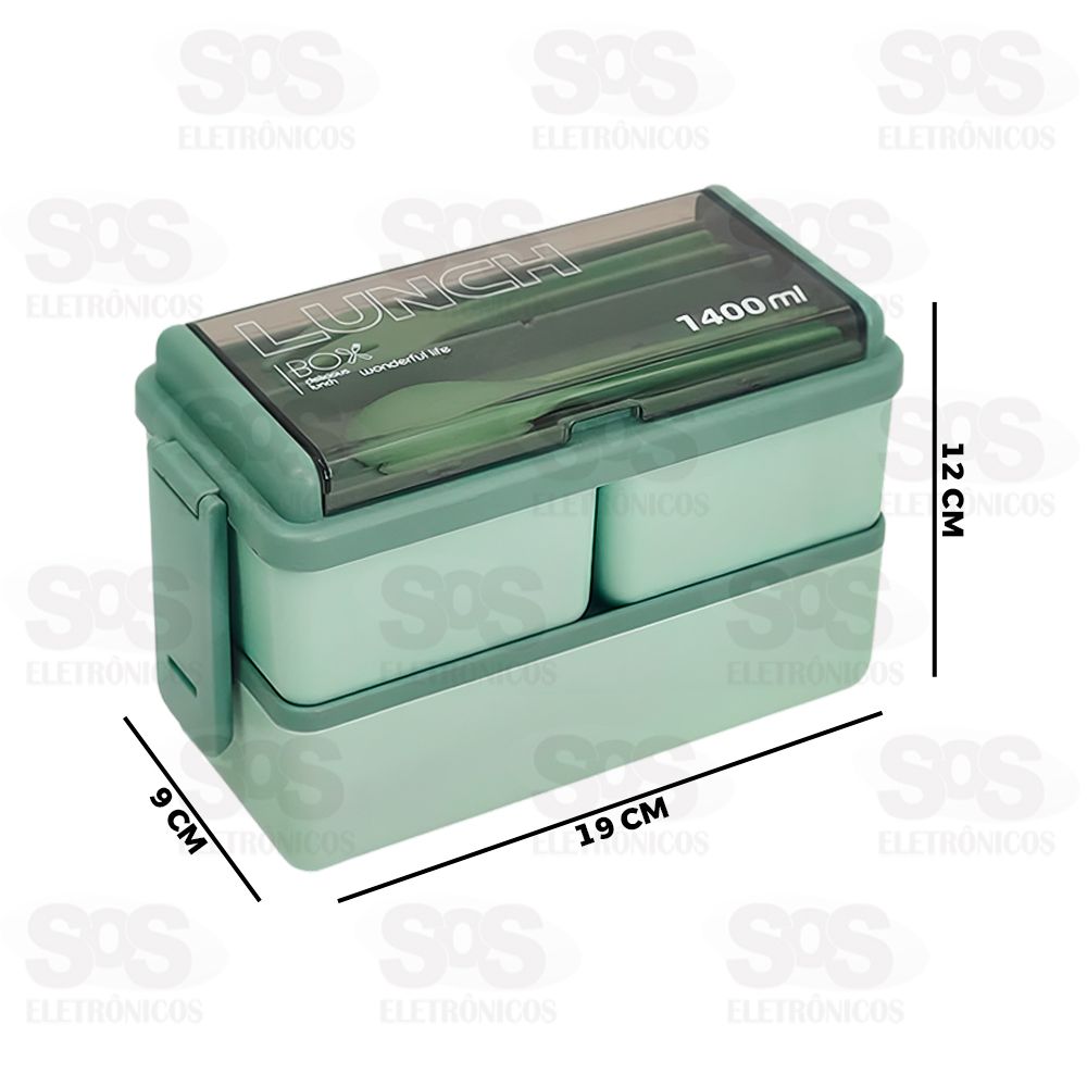 Marmita Lancheira Micro-ondas 1400ML Com Talheres Caerus CRS-2915