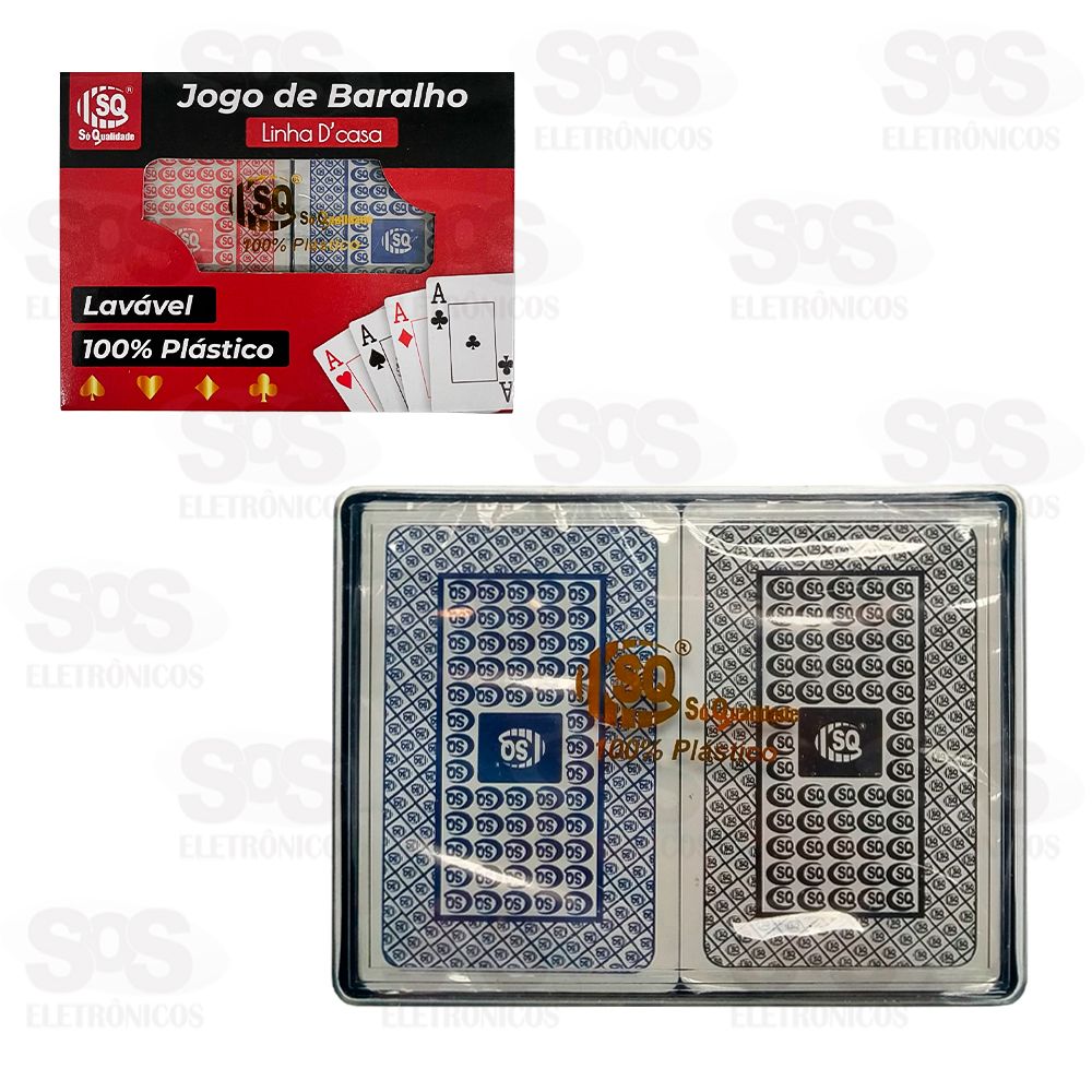 Baralho Com 2 Maos 54 Cartas Plstico SQ-3389