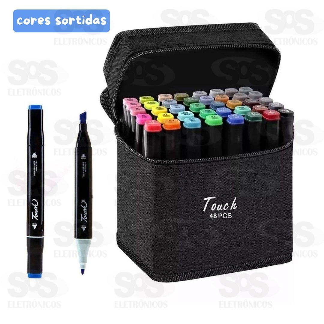 Kit 48 Caneta Marcador Ponta Dupla Cores Sortidas