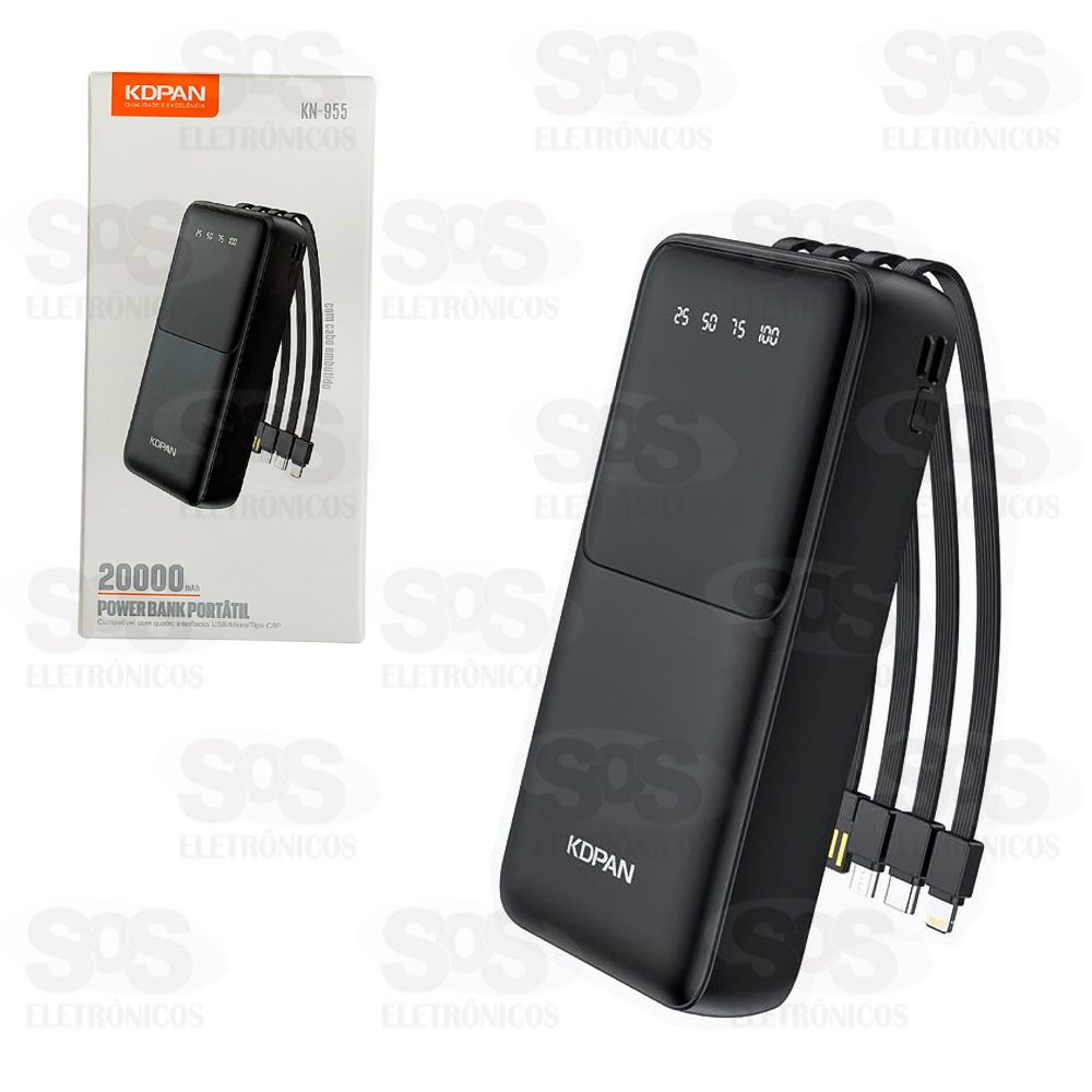 Carga Extra 20.000mAh Com 4 Interfaces KDPAN KN-955