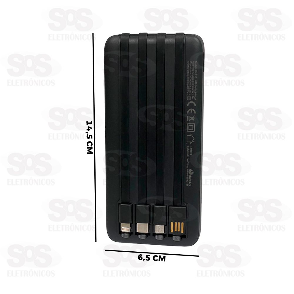 Carga Extra 20.000mAh Com 4 Interfaces KDPAN KN-955