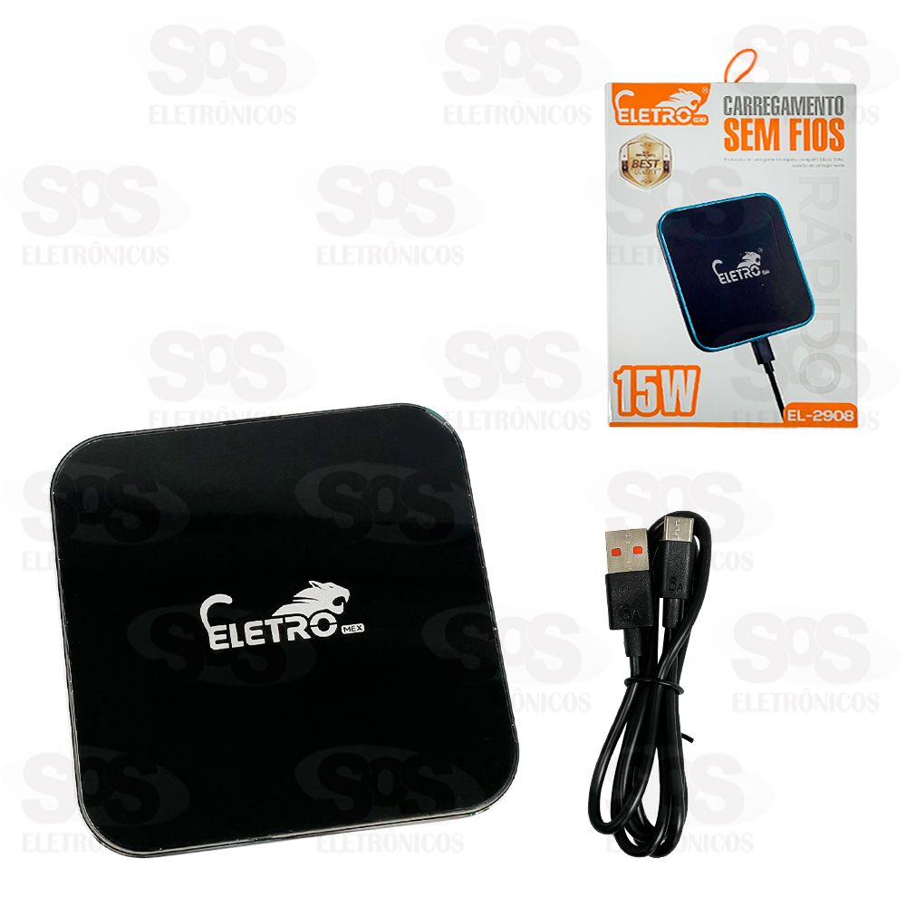 Carregador Sem Fio 15W Base de Induo Eletromex EL-2908