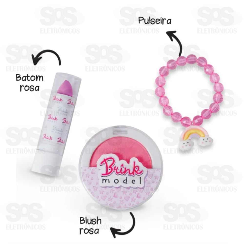 Kit Maquiagem Infantil Com Pulseira  Brink Model 2077