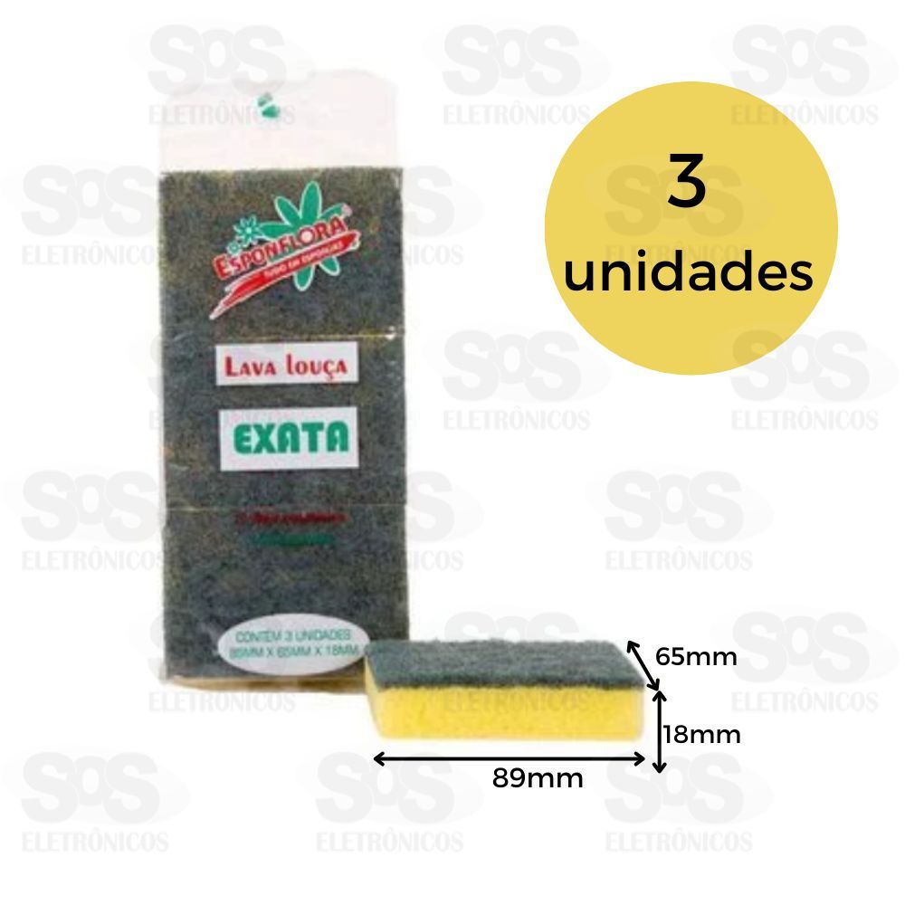 Esponja Multiuso Exata Esponflora com 3 Unidades 1033