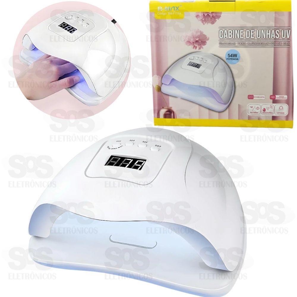 Cabine De Unhas LED UV Para Secar Gel  54W B-Max BM-F1184