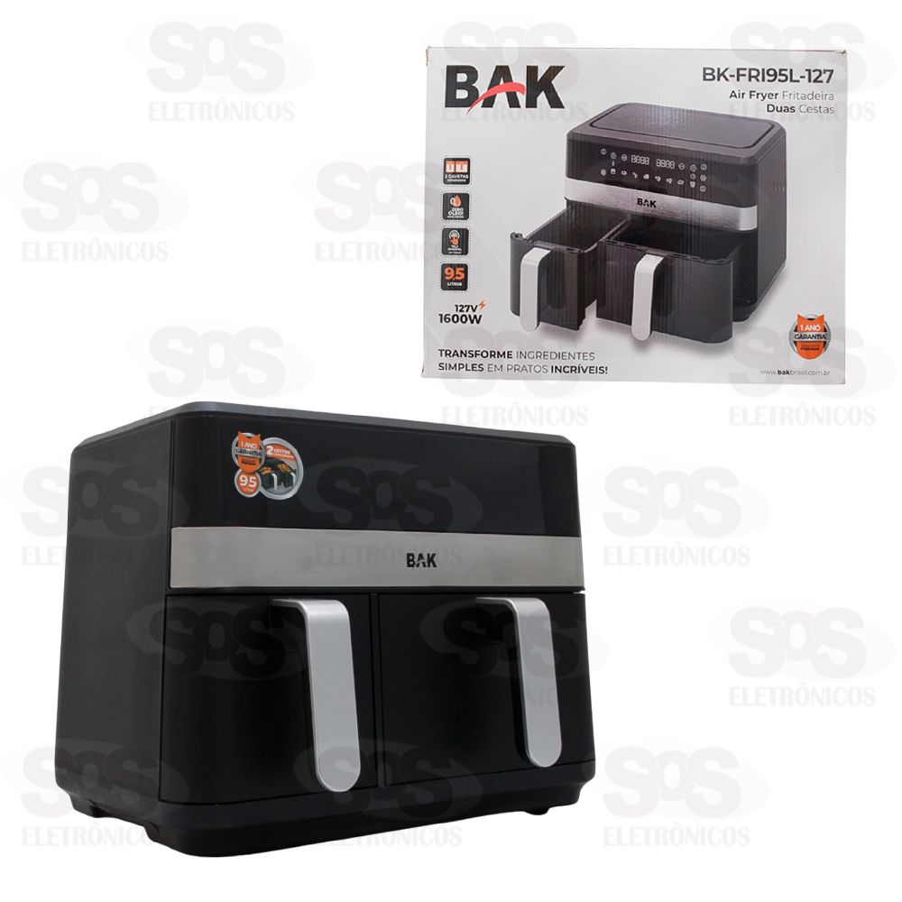 Fritadeira Eltrica Air Fryer Duas Cestas 9,5 Litros 127V Bak BK-FRI95L-127