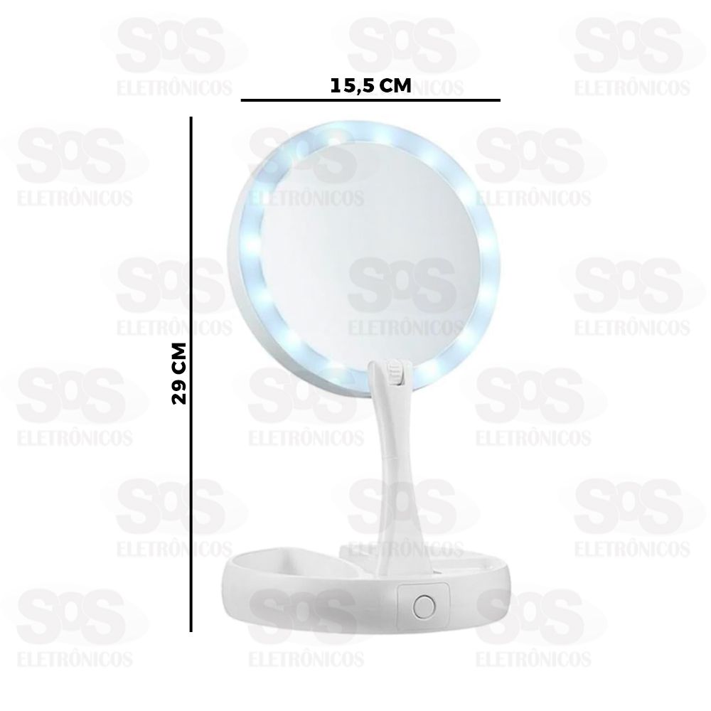 Espelho De Maquiagem Duplo Com LED B-Max BM-F1071