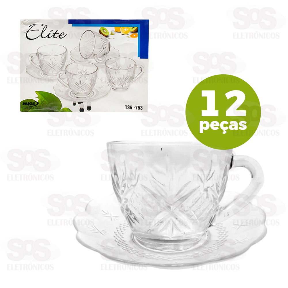 Conjunto Xcaras e Pires Elite 12 Peas TS6-753