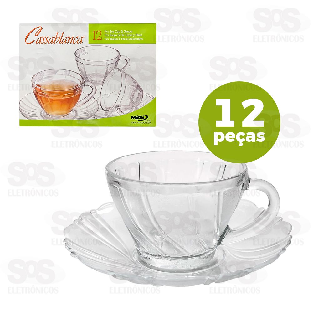 Conjunto Xcaras e Pires Casablanca 12 Peas TS6-707