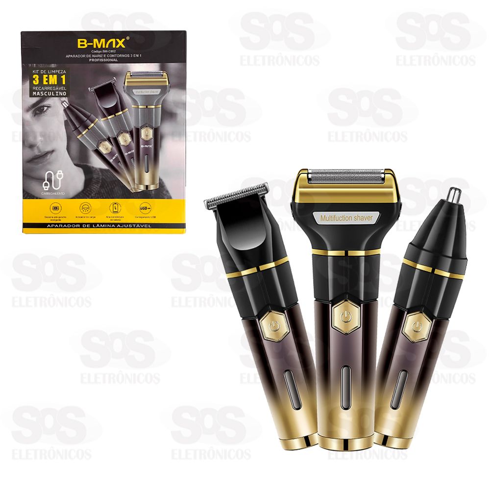 Mquina De Acabamentos 3 em 1 Recarregvel B-Max BM-C052