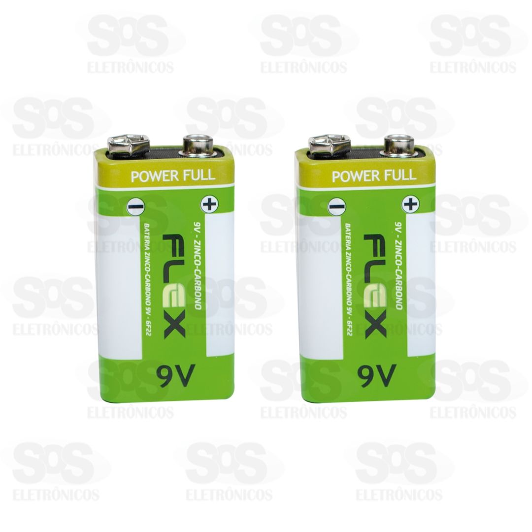 Bateria De Zinco Carbono 9V 2 Peas Flex FX-9Z2