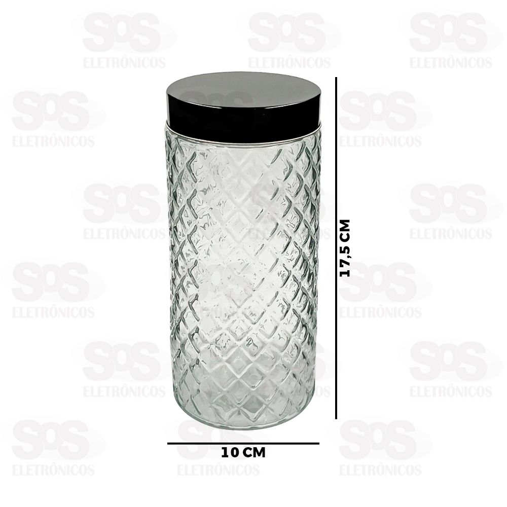 Pote De Vidro Redondo Com Tampa De Metal 1100ML