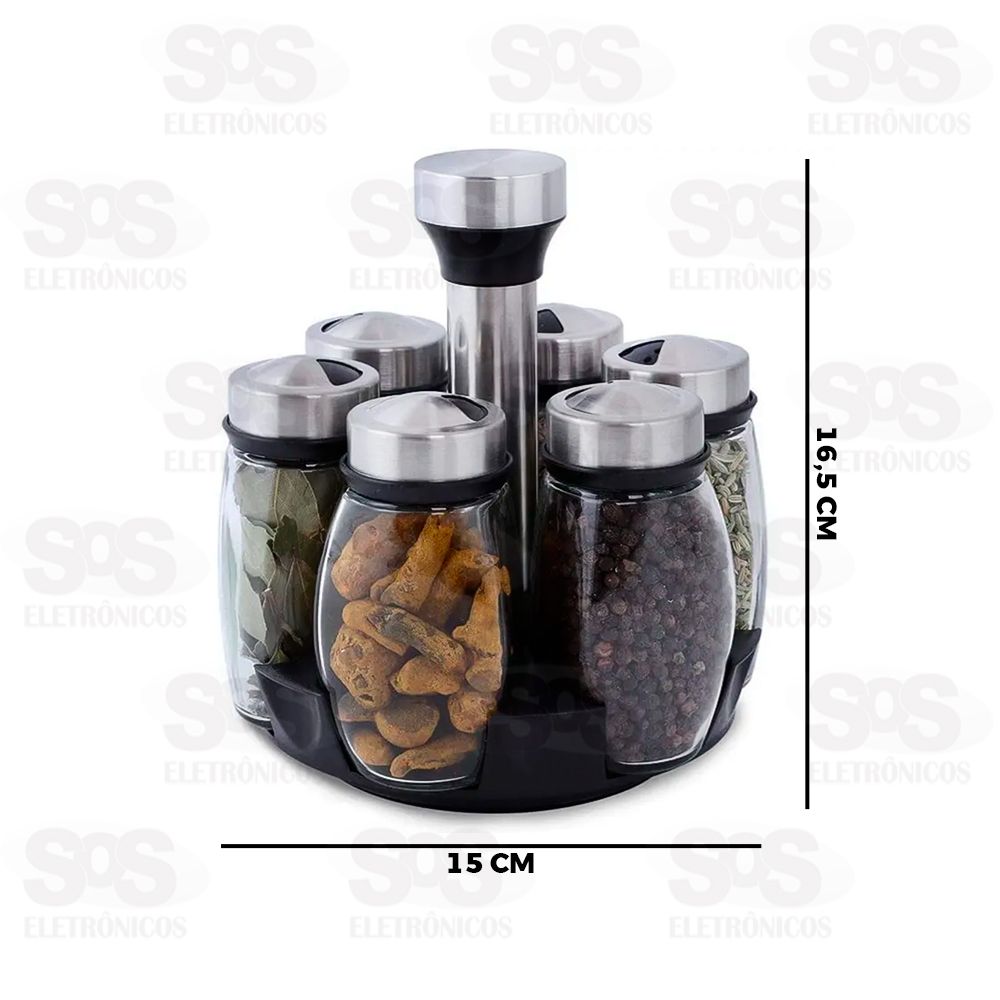 Porta Temperos Giratrio 6 Frascos B-Max BM-F1160