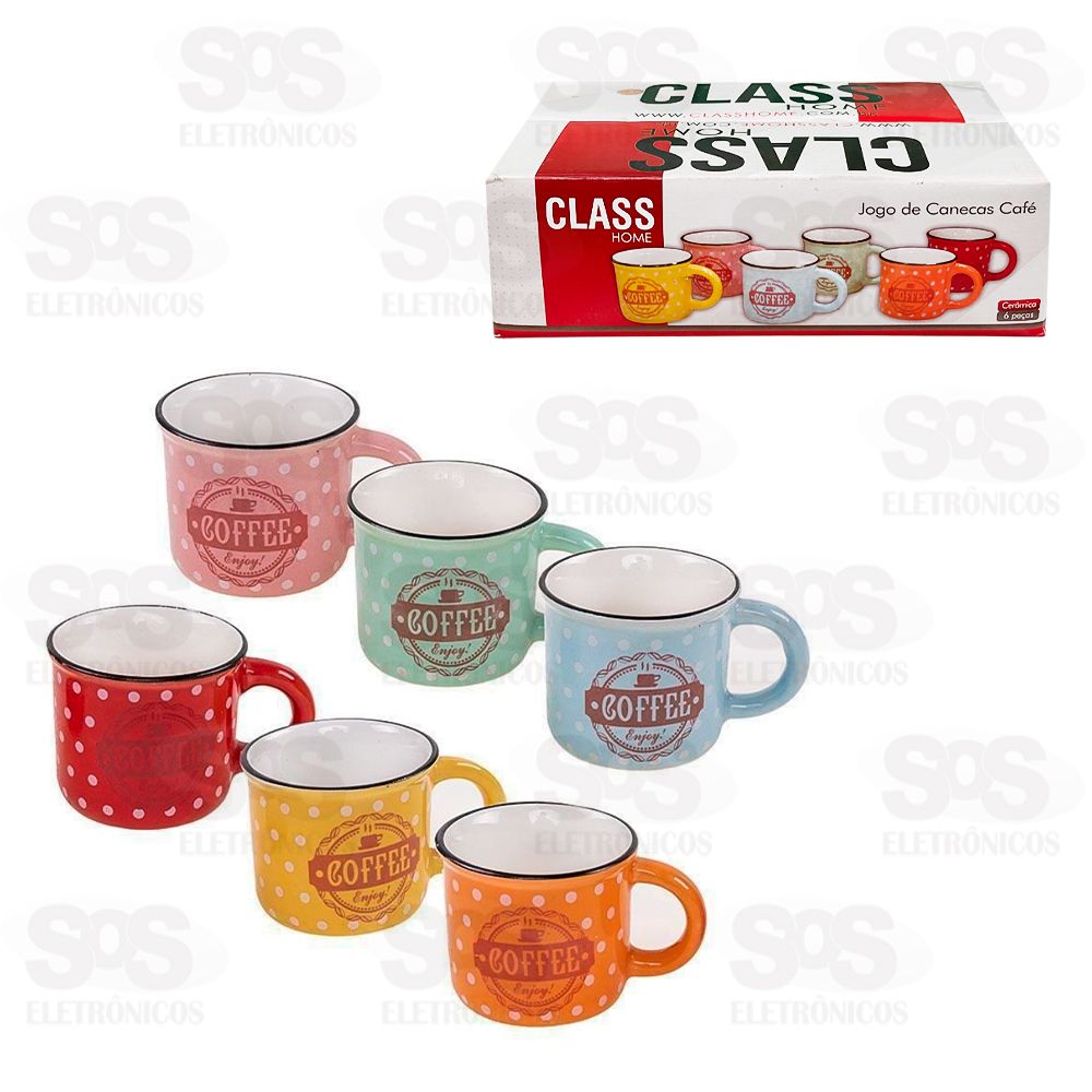 Kit Xcara de Caf 85ML Cermica 6 Peas 973