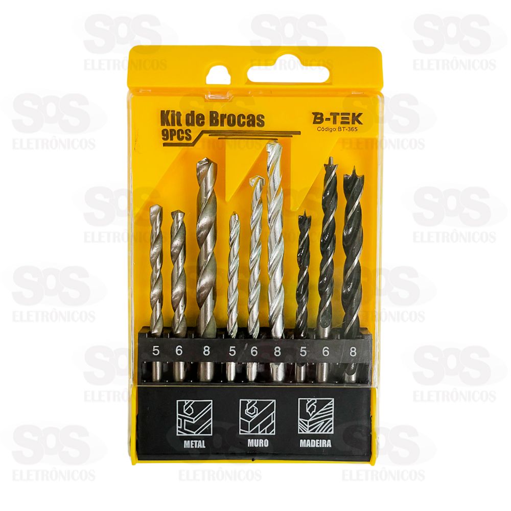 Kit De Broca Multiuso 9 Peas 5-8MM B-Tek BT-365