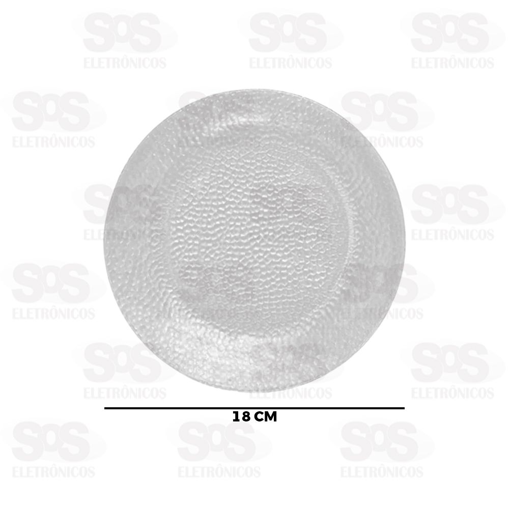 Prato Sobremesa Translcido Raso Vidro Forjado 18CM Durax