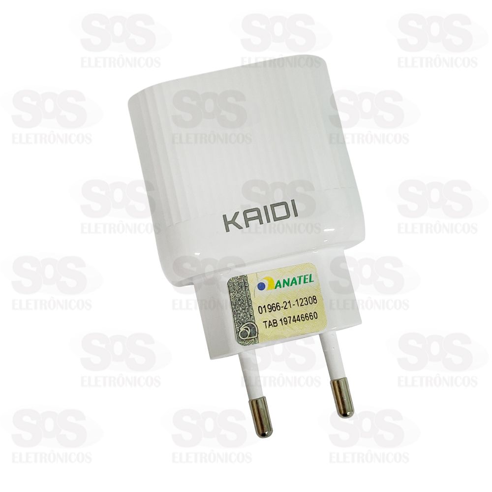 Carregador 2 USB 2.4A Com Cabo Type C Kaidi KD-607C