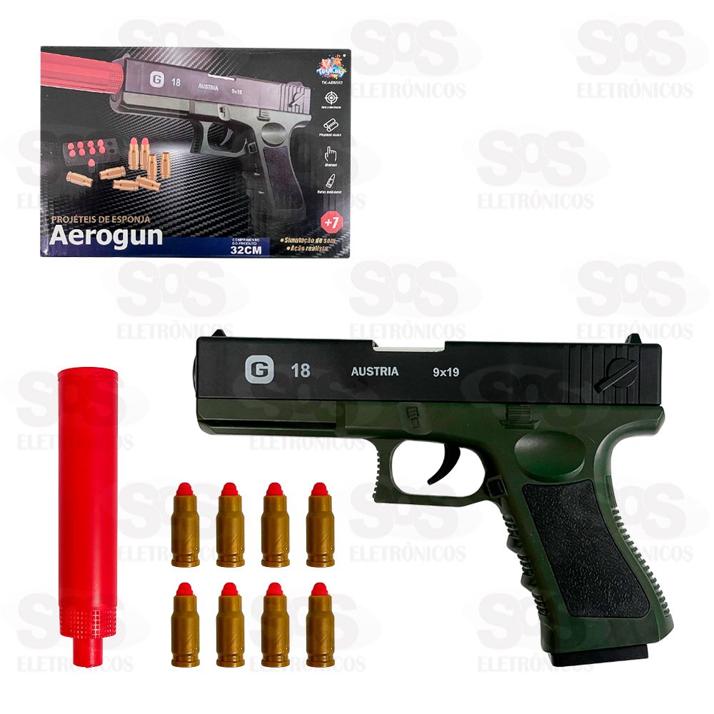 Brinquedo Glock 18 Lana Dardos De Plstico Toy King TK-AB6582