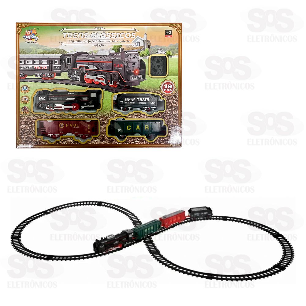 Locomotiva À Pilha Clássica 19 Peças Toy King TK-AB2661