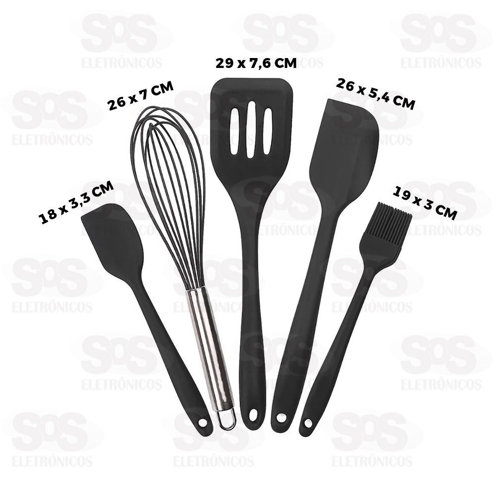 Kit Utenslios De Cozinha 5 Peas Silicone Caerus CRS-2803