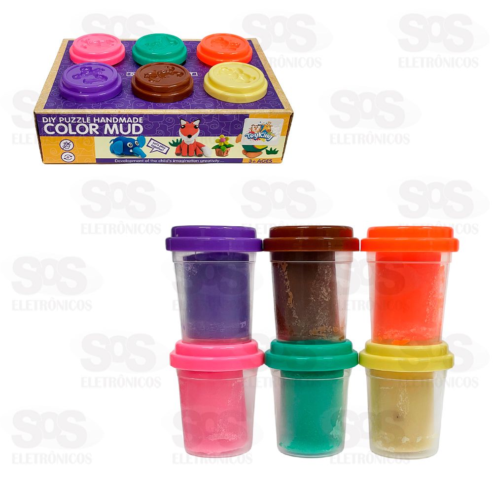Kit Com 6 Potinhos Massa De Modelar Toy King TK-AB7231