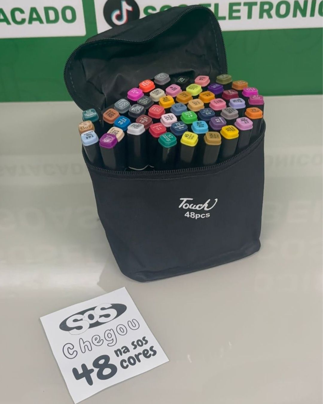 Kit 48 Caneta Marcador Ponta Dupla Cores Sortidas