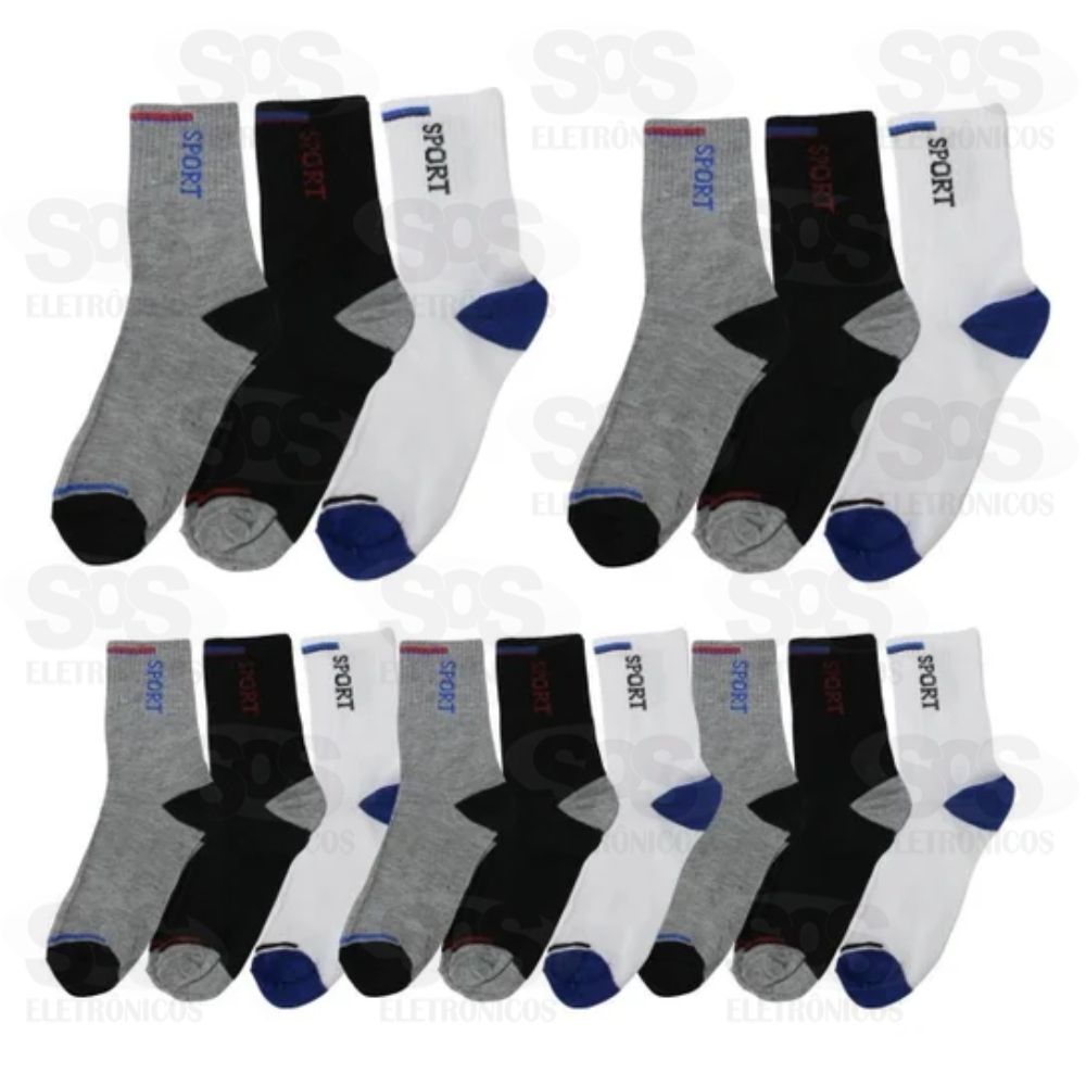 Kit 12 Pares de Meias Sortidas Masculina GG