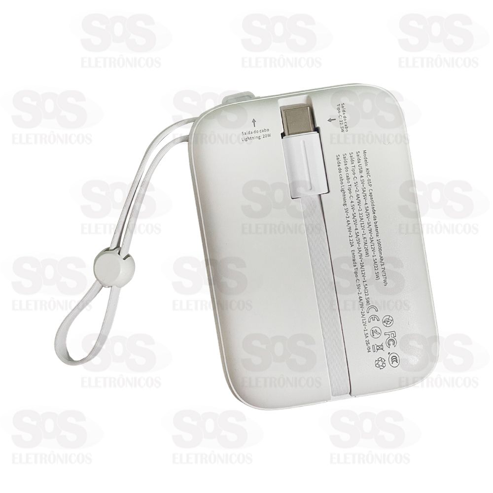 Carga Extra 10000mAh Com Cabos 3 Interface KNC-01P