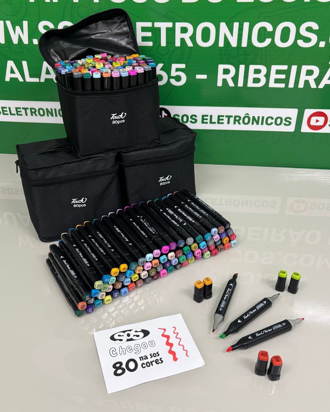 Kit 80 Caneta Marcador Ponta Dupla Cores Sortidas