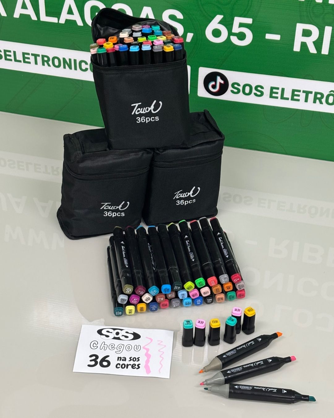 Kit 36 Caneta Marcador Ponta Dupla Cores Sortidas