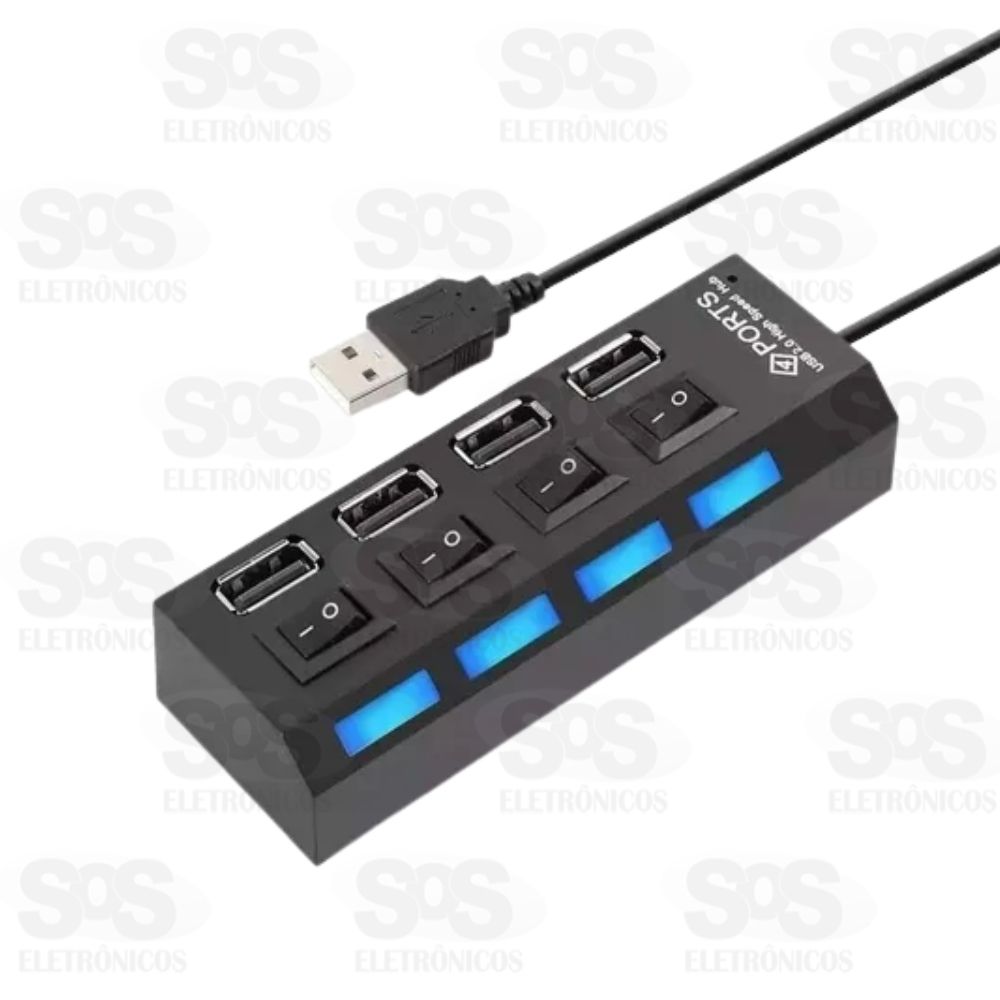 Hub 4 Portas USB 3.0 Com LED HBH-666