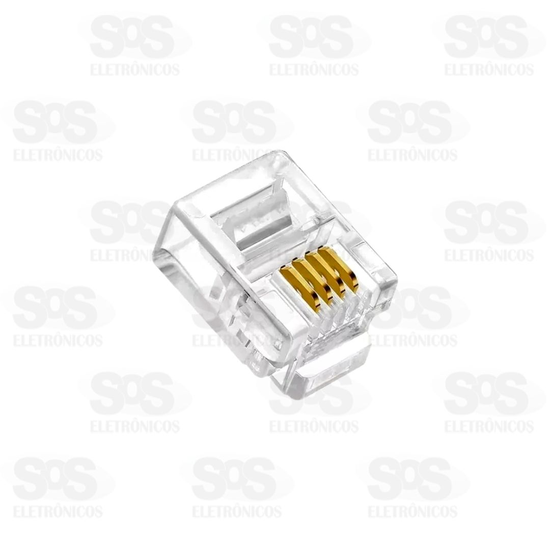 Conector RJ11 Caixa Com 100 Unidades Exbom CONT-RJ11P100