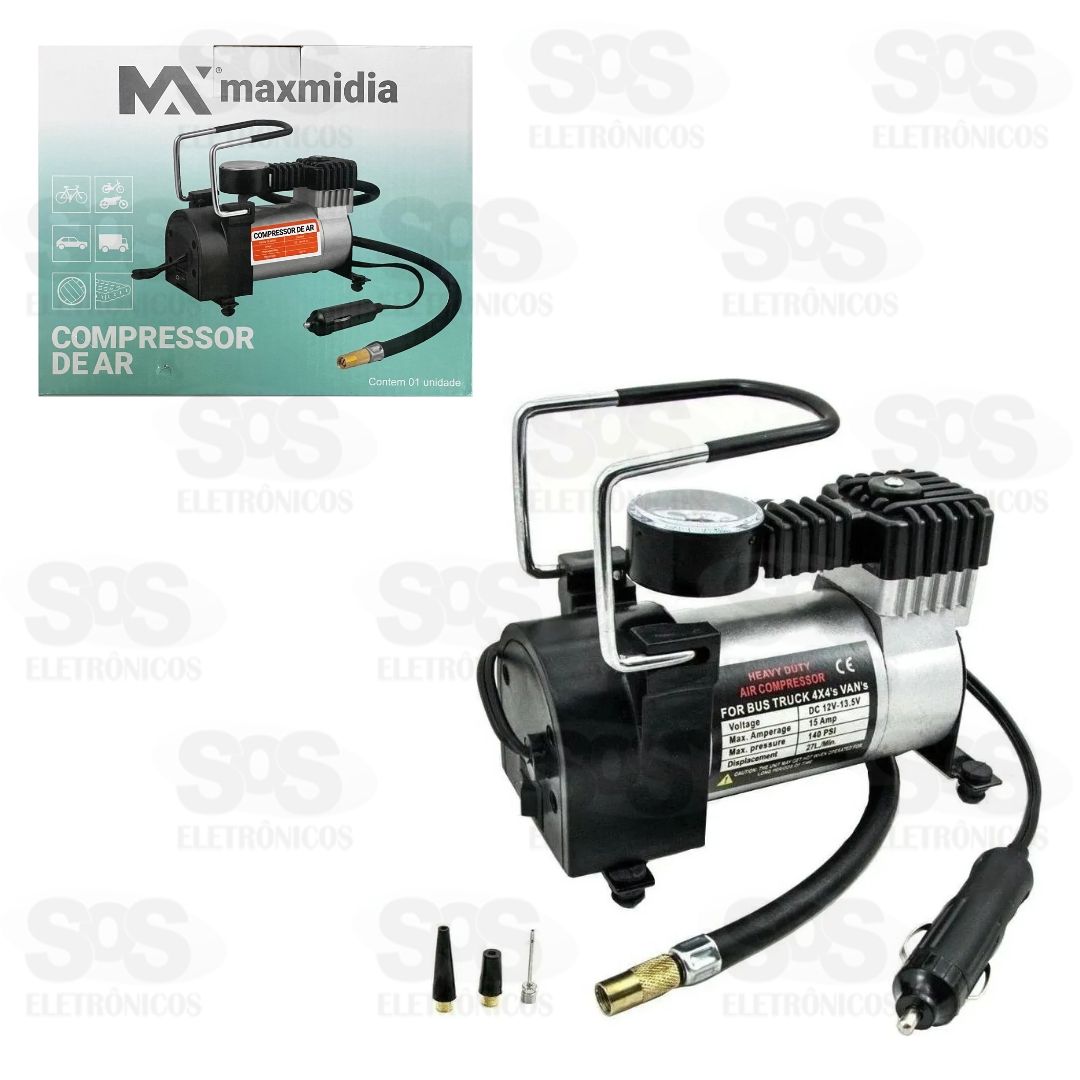 Mini Compressor de Ar Porttil 12V 150PSI Maxmidia MAX-361004-2