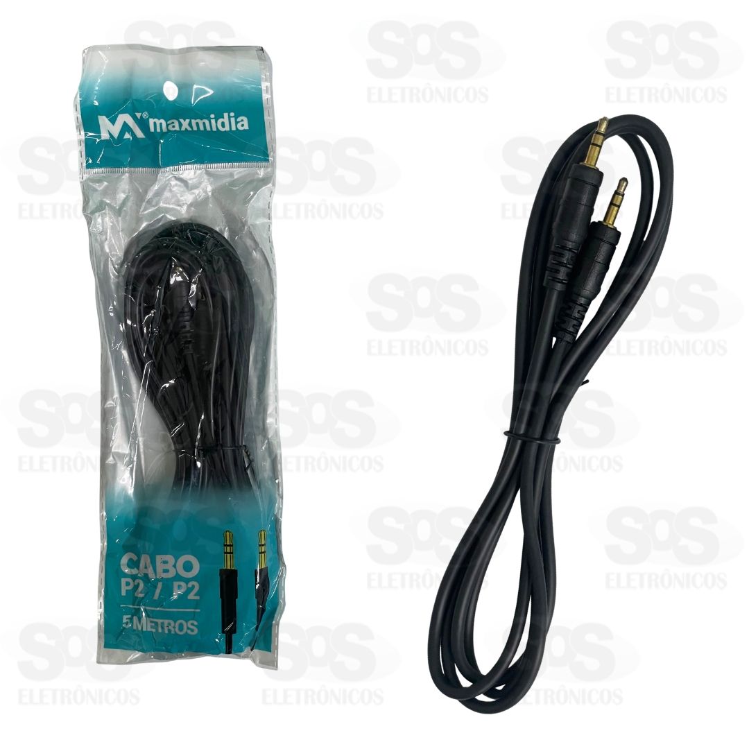 Cabo Auxiliar P2 Para P2 Estreo 5 Metros Maxmidia MAX-51608-3