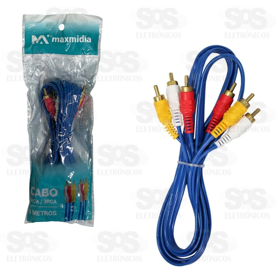 Cabo 3 RCA + 3 RCA 3 Metros Maxmidia MAX-53206-29