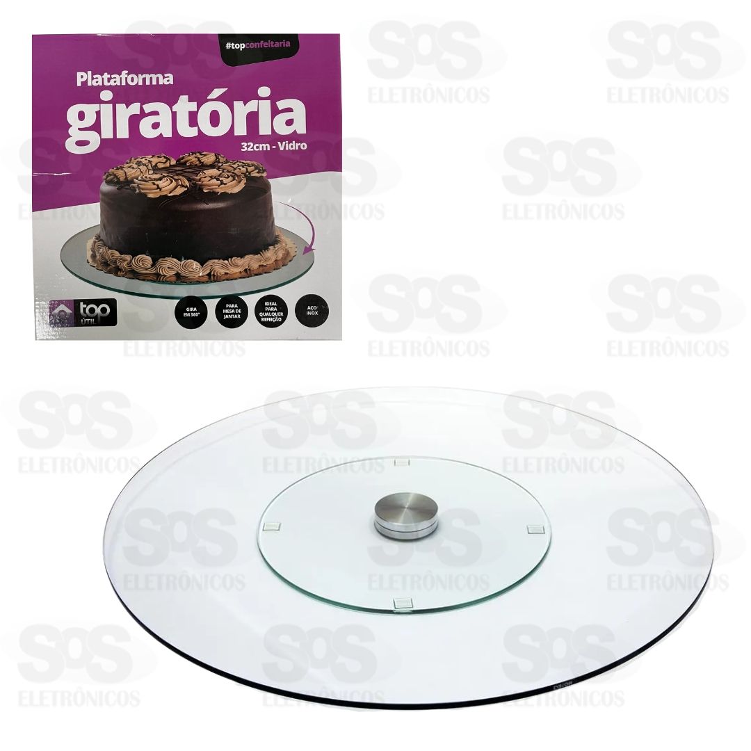 Plataforma Giratória De Vidro 32CM Top Útil TOP0994