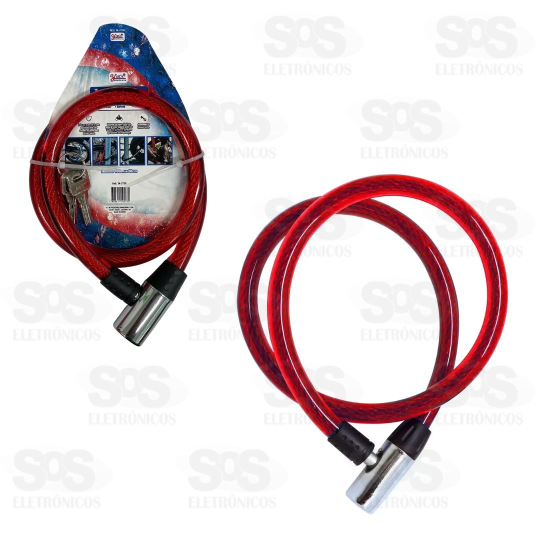 Cadeado Para Bicicleta 15mmx80cm Com 2 Chaves YA-2735