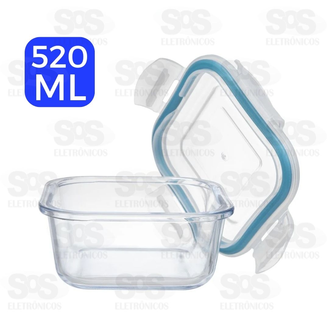 Pote Hermético Quadrado De Vidro 520ml TOP1200
