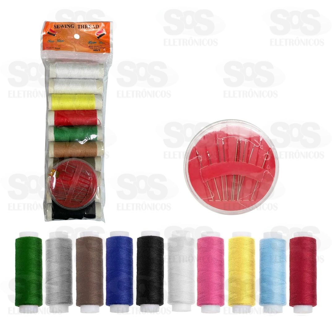 Kit Costura Com 10 Linhas e 10 Agulhas YA-4098