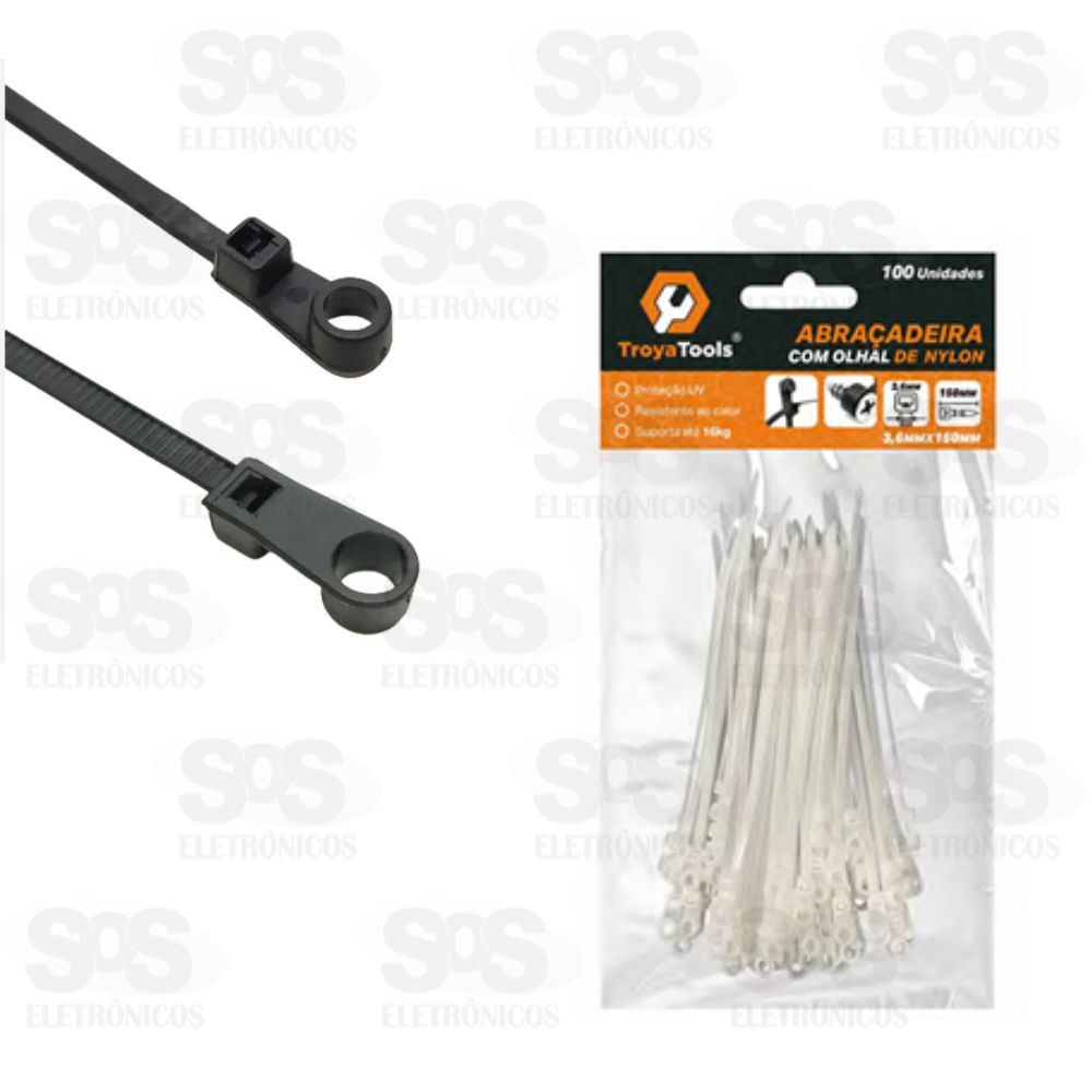 Abraadeira De Nylon com Olhal 3,6x150mm Com 100 Unidades Troya Tools TRY-0139
