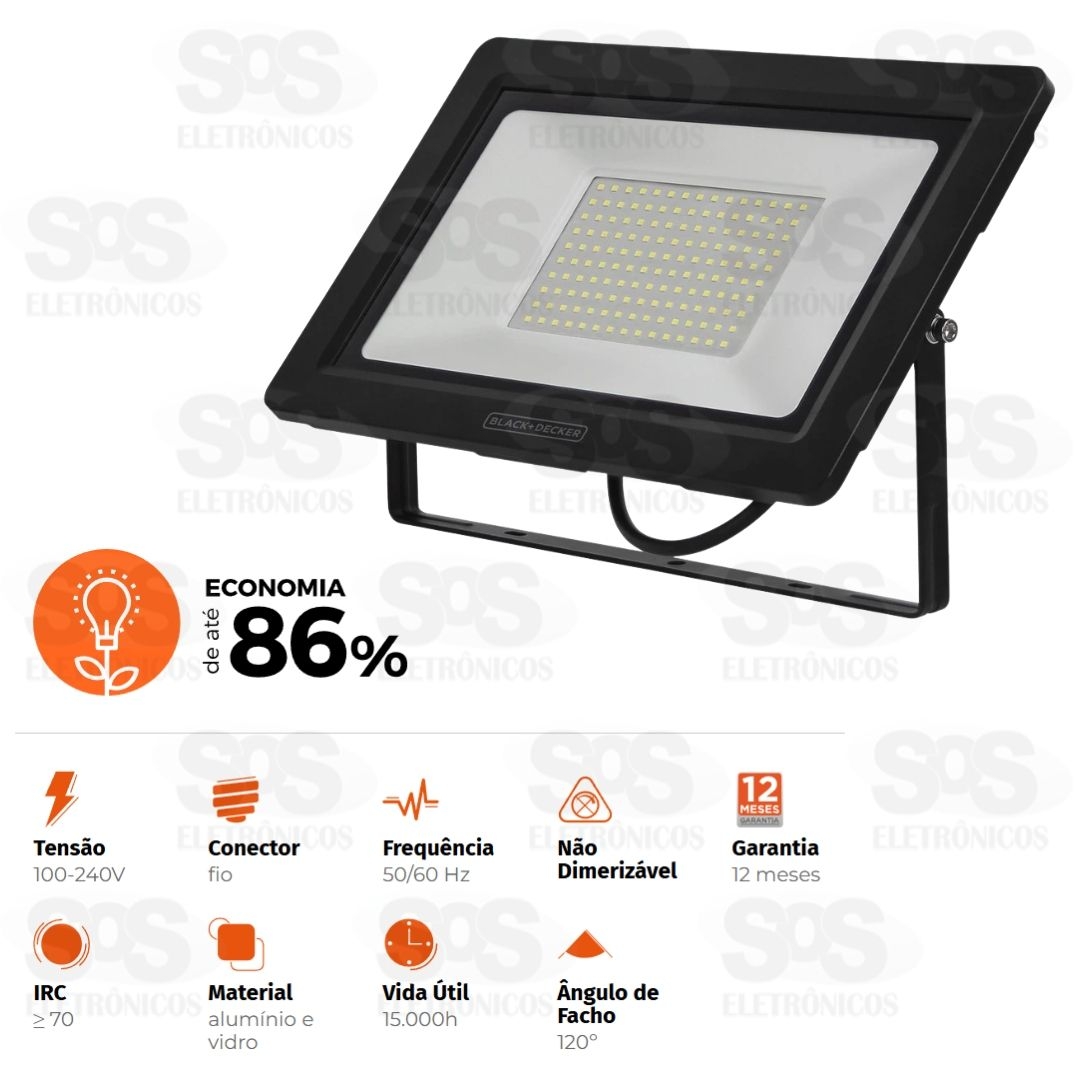 Refletor Eco Quadrado LED Branco 50W Black+Decker BDR1-4000