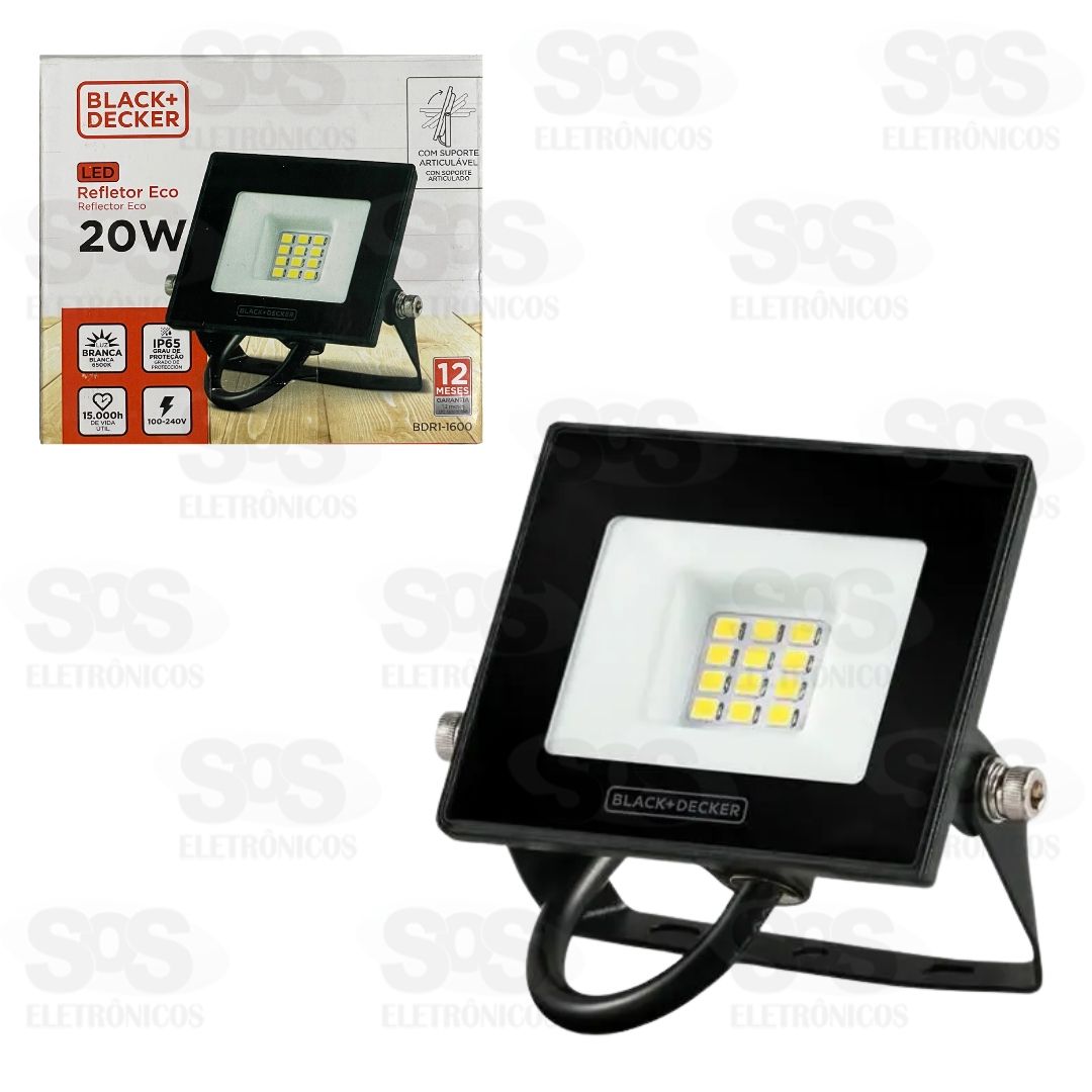 Refletor Eco Quadrado LED Branco 20W Black+Decker BDR1-1600