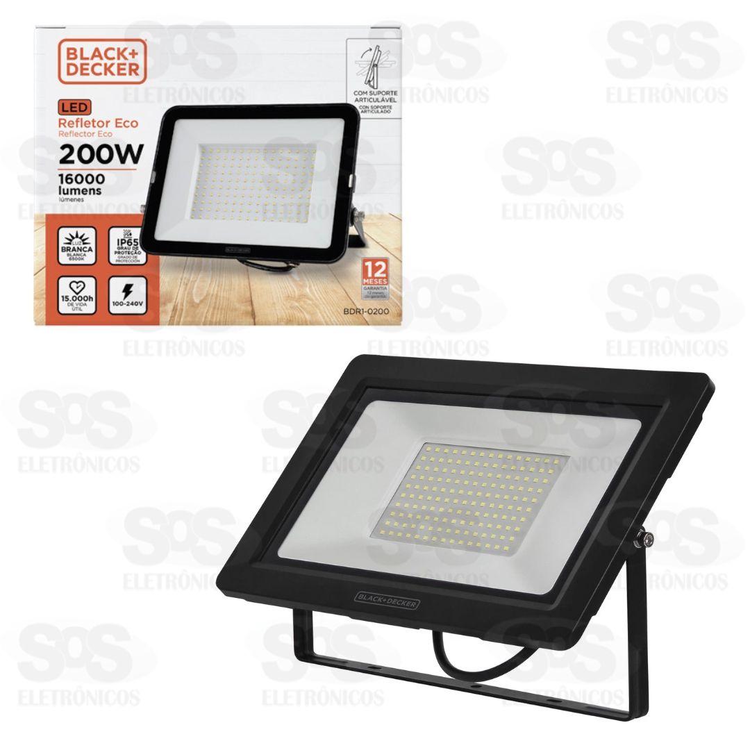 Refletor Eco Quadrado LED Branco 200W Black+Decker BDR1-0200