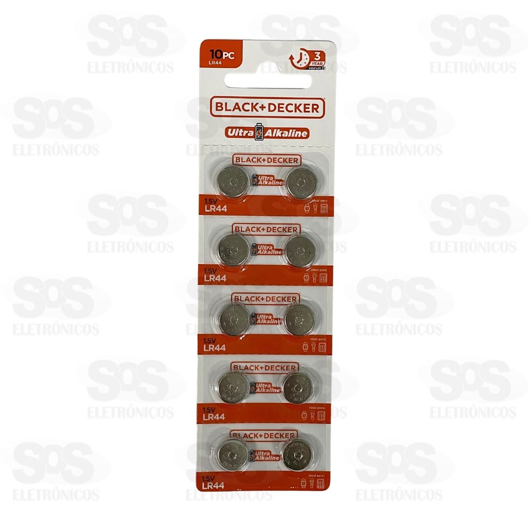 Bateria Moeda Ultra Alcalina LR44 1.5V 10 Unidades Black+Decker