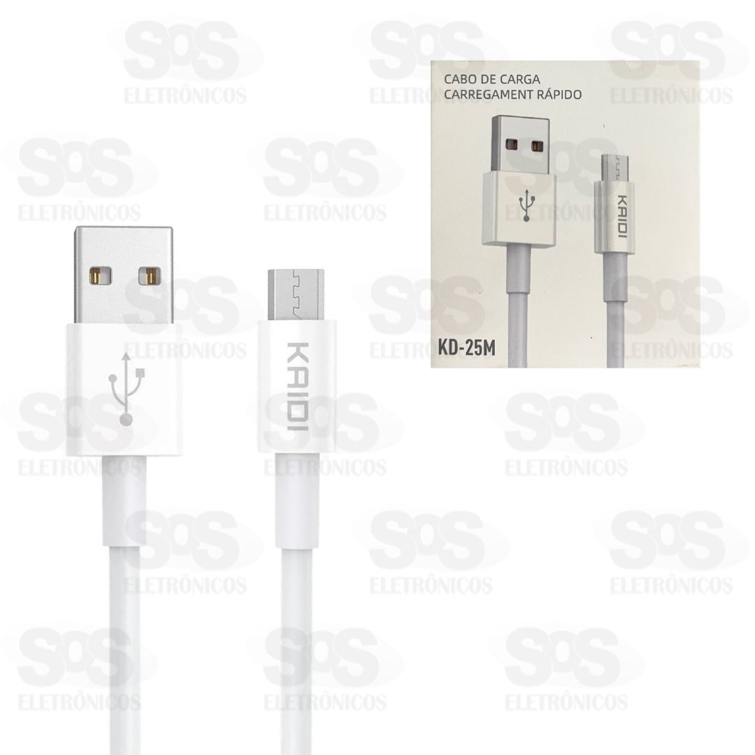 Cabo De Carregamento Micro USB V8 1 Metro Kaidi KD-25M