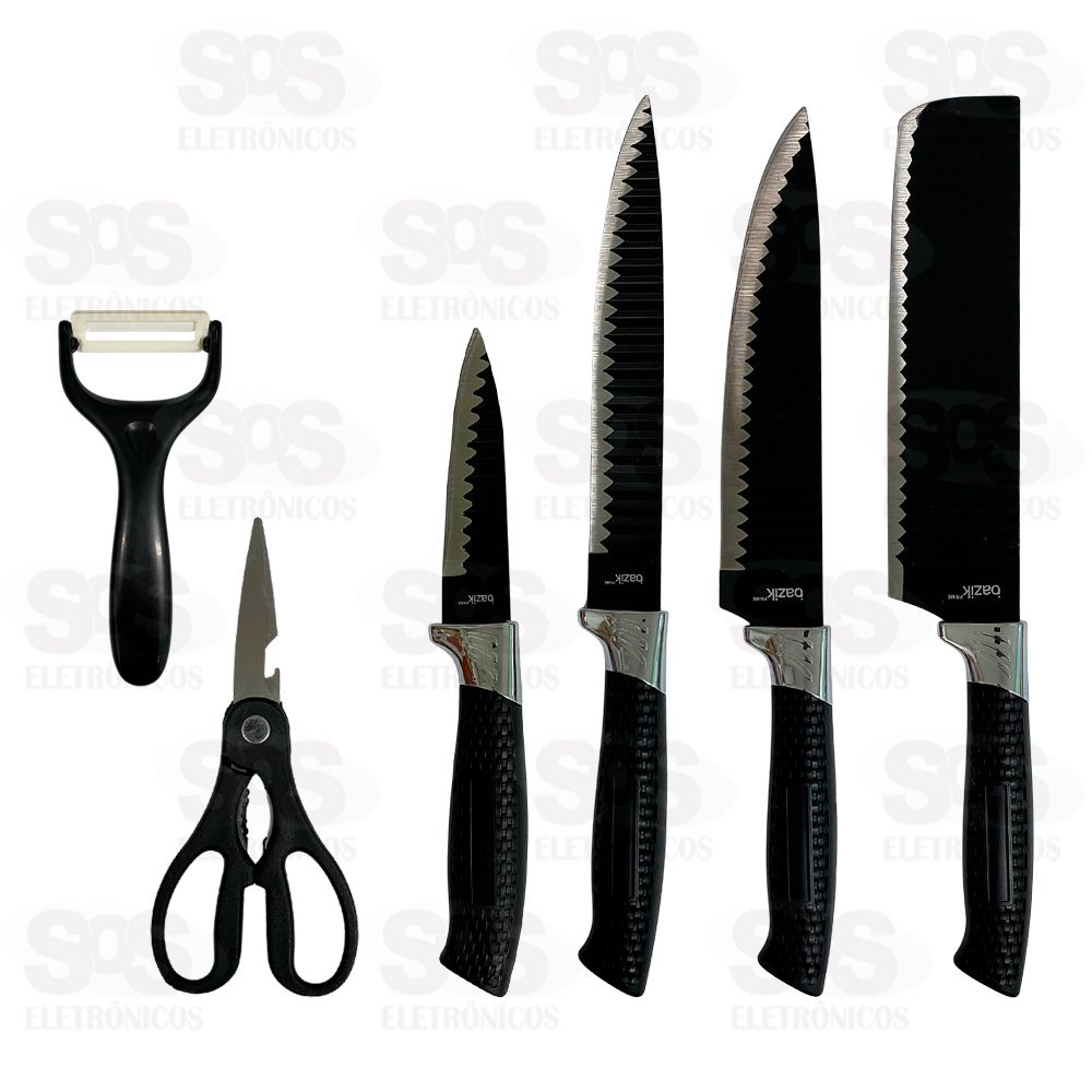 Kit Facas De Cozinha 6 Peas Bazik Prime WU-345