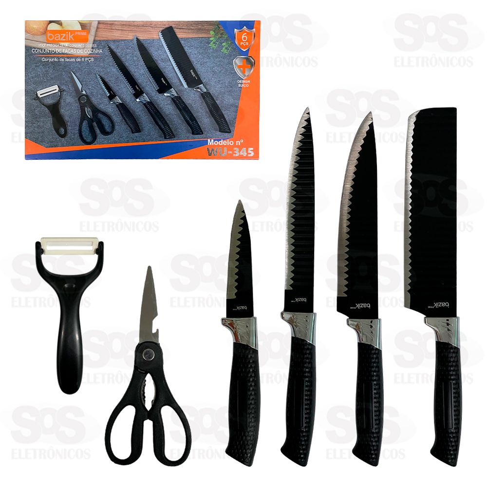 Kit Facas De Cozinha 6 Peas Bazik Prime WU-345
