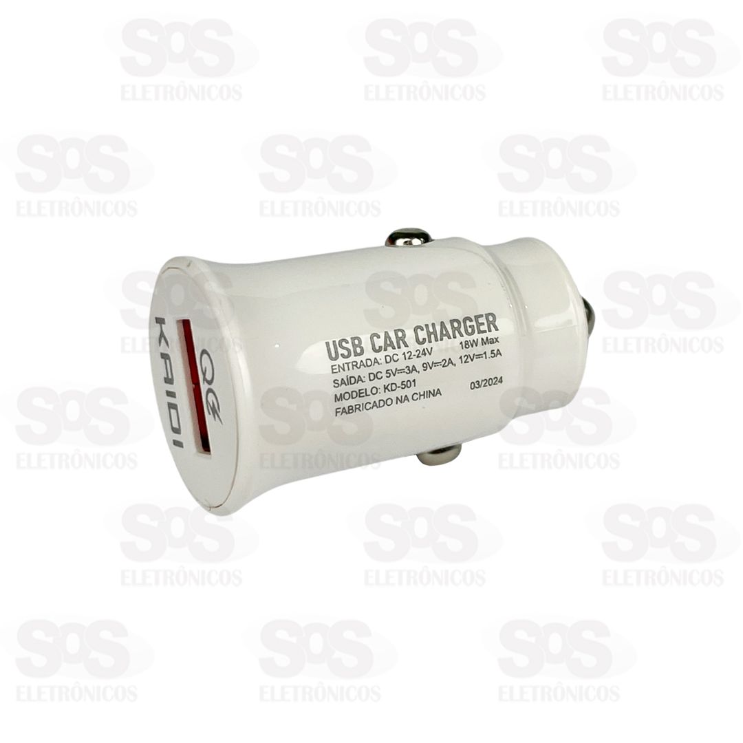 Carregador Veicular Turbo 18W Kaidi KD-501