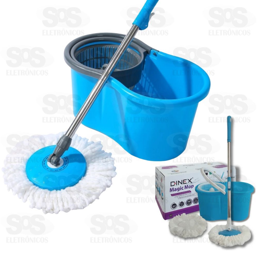 Vassoura Rodo Magico Mop Giratrio 360 Com Balde 13 Lirros Dinex